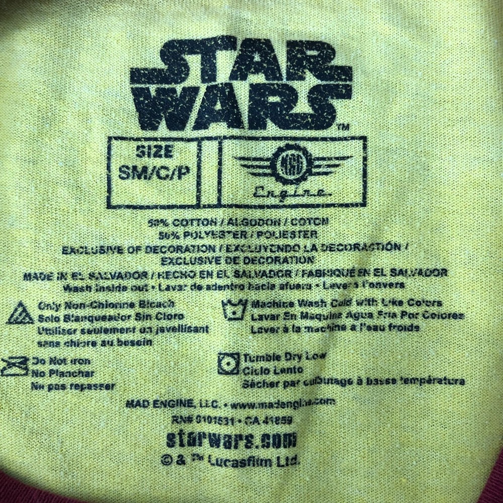 Star Wars Shirt Men's Small Yellow Red Chewbacca Short Sleeve - Picture 3 of 10